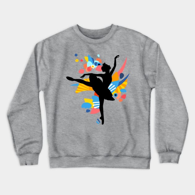 Colorful Dancing Ballerina Silhouette Crewneck Sweatshirt by XOOXOO